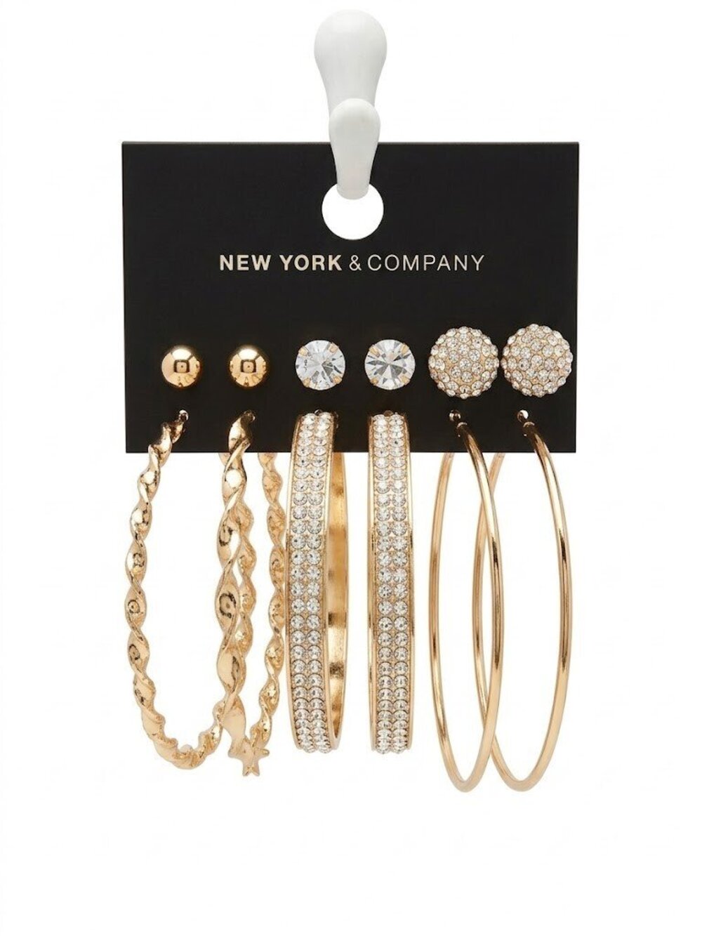 New York & Company Women's Womens 3 Stud & 3 Hoop Earrings 6 Pair NWT